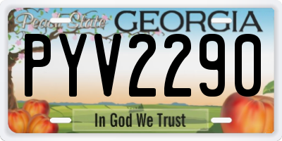 GA license plate PYV2290
