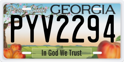 GA license plate PYV2294