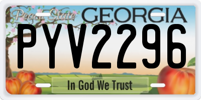 GA license plate PYV2296