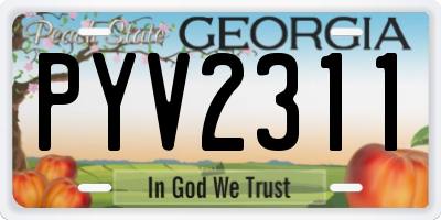 GA license plate PYV2311