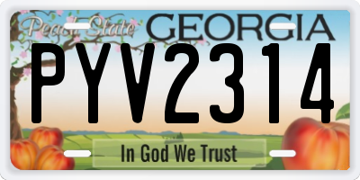 GA license plate PYV2314