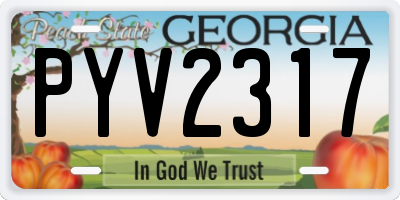 GA license plate PYV2317
