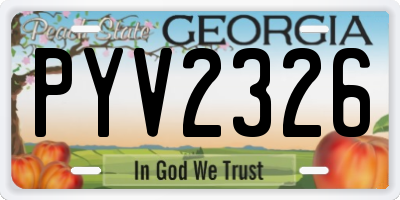 GA license plate PYV2326