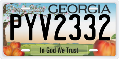 GA license plate PYV2332