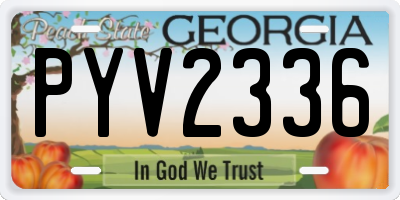 GA license plate PYV2336