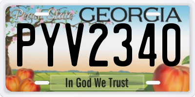 GA license plate PYV2340
