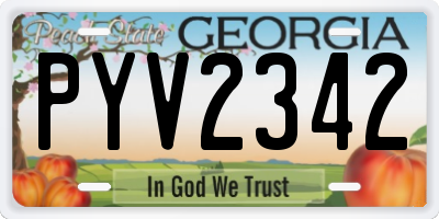 GA license plate PYV2342