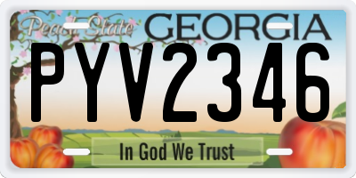 GA license plate PYV2346