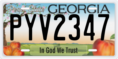 GA license plate PYV2347