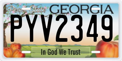 GA license plate PYV2349