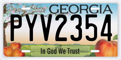 GA license plate PYV2354