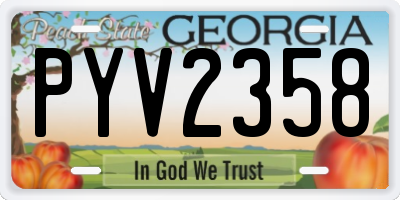 GA license plate PYV2358