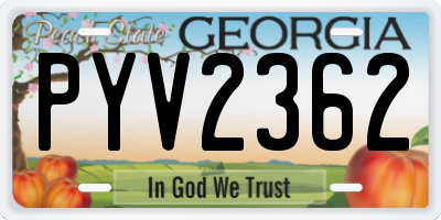 GA license plate PYV2362