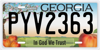 GA license plate PYV2363