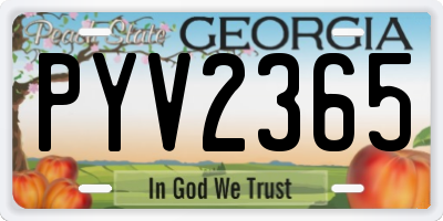 GA license plate PYV2365