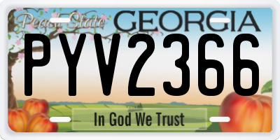 GA license plate PYV2366