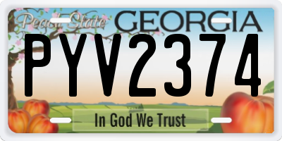 GA license plate PYV2374