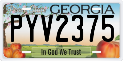 GA license plate PYV2375