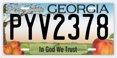 GA license plate PYV2378
