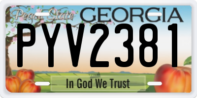 GA license plate PYV2381