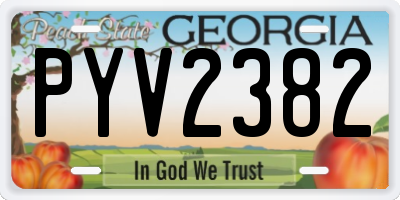 GA license plate PYV2382