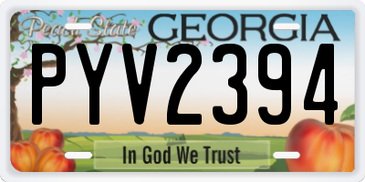 GA license plate PYV2394