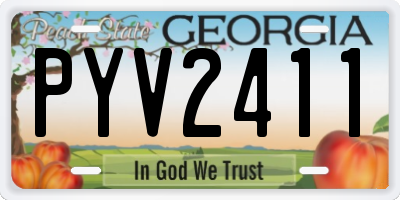 GA license plate PYV2411