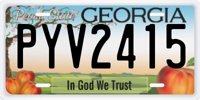 GA license plate PYV2415
