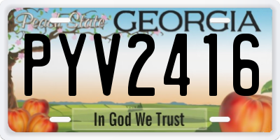GA license plate PYV2416
