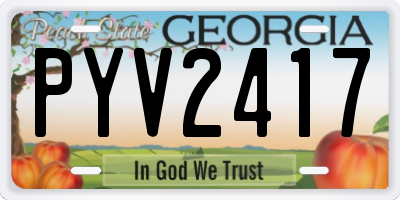 GA license plate PYV2417