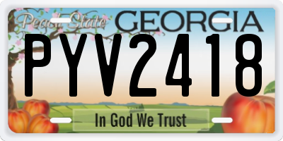 GA license plate PYV2418