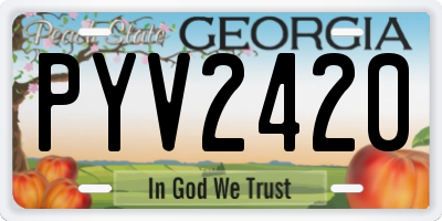 GA license plate PYV2420