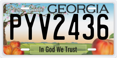 GA license plate PYV2436