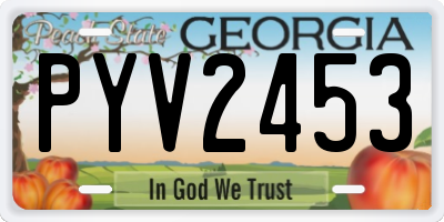 GA license plate PYV2453