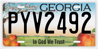 GA license plate PYV2492