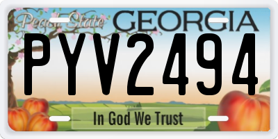 GA license plate PYV2494