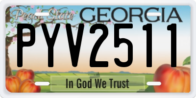 GA license plate PYV2511
