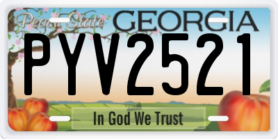 GA license plate PYV2521
