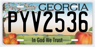 GA license plate PYV2536