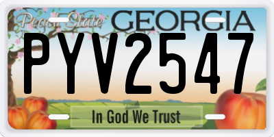 GA license plate PYV2547