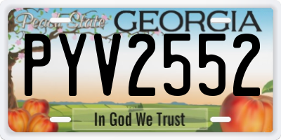 GA license plate PYV2552