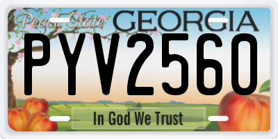 GA license plate PYV2560