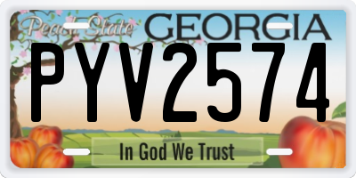 GA license plate PYV2574