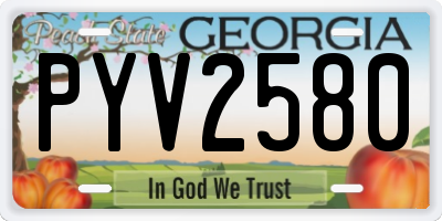 GA license plate PYV2580