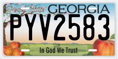 GA license plate PYV2583