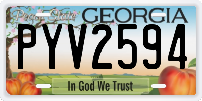 GA license plate PYV2594
