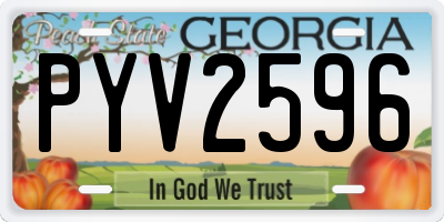 GA license plate PYV2596