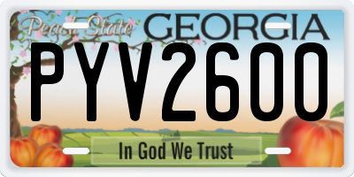 GA license plate PYV2600