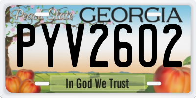 GA license plate PYV2602