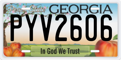 GA license plate PYV2606